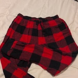 Old Navy Red and Black Plaid Pajama Bottoms Medium Tall
